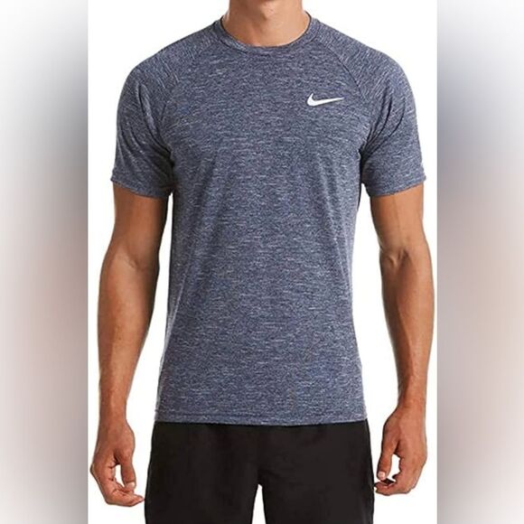 NIKE NWOT Men's Hydroguard Dri-FIT Stretch UPF 40+ Heather Rash Guard S - Picture 1 of 9